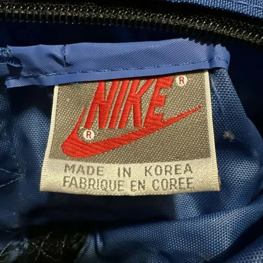 Vintage 80s Nike Gym Duffel Bag Blue Neon Green Nylon Canvas Crossbody Strap